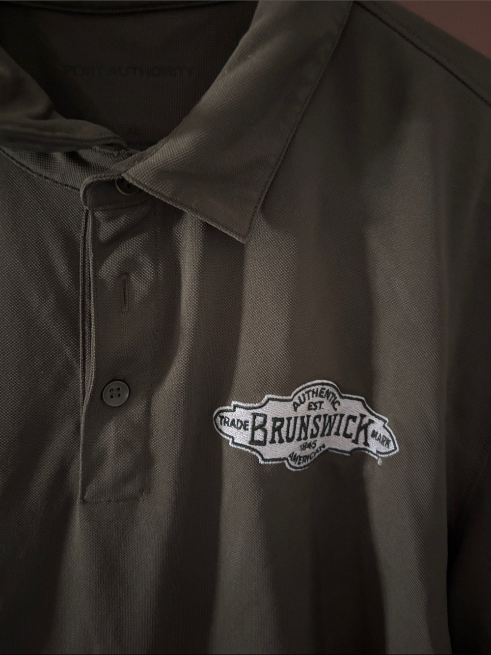 Port Authority Olive Polo with Brunswick Patch